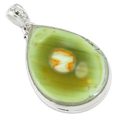 Clearance Sale- 925 sterling silver natural brown imperial jasper pear pendant d26705