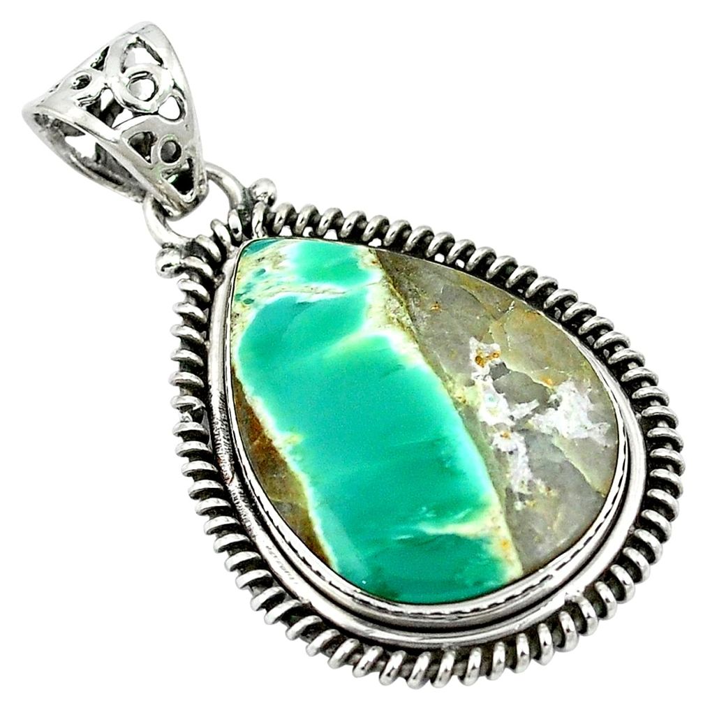 Natural green variscite 925 sterling silver pendant jewelry d26709