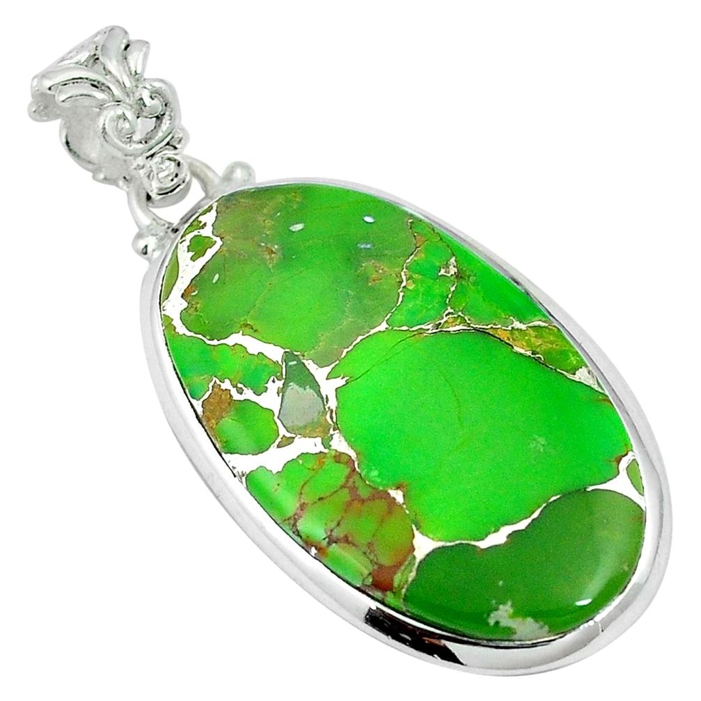 Green copper turquoise 925 sterling silver pendant jewelry d26710