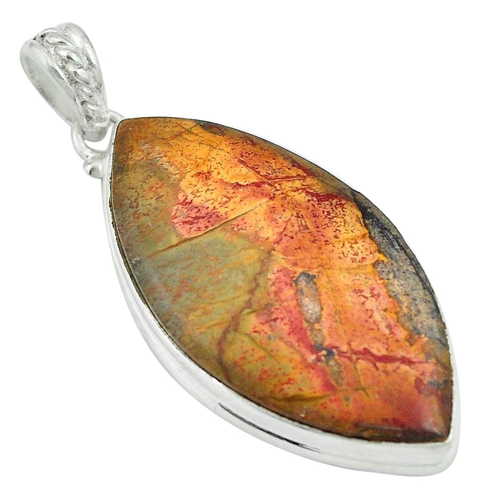 Natural brown cherry creek jasper 925 sterling silver pendant d26712