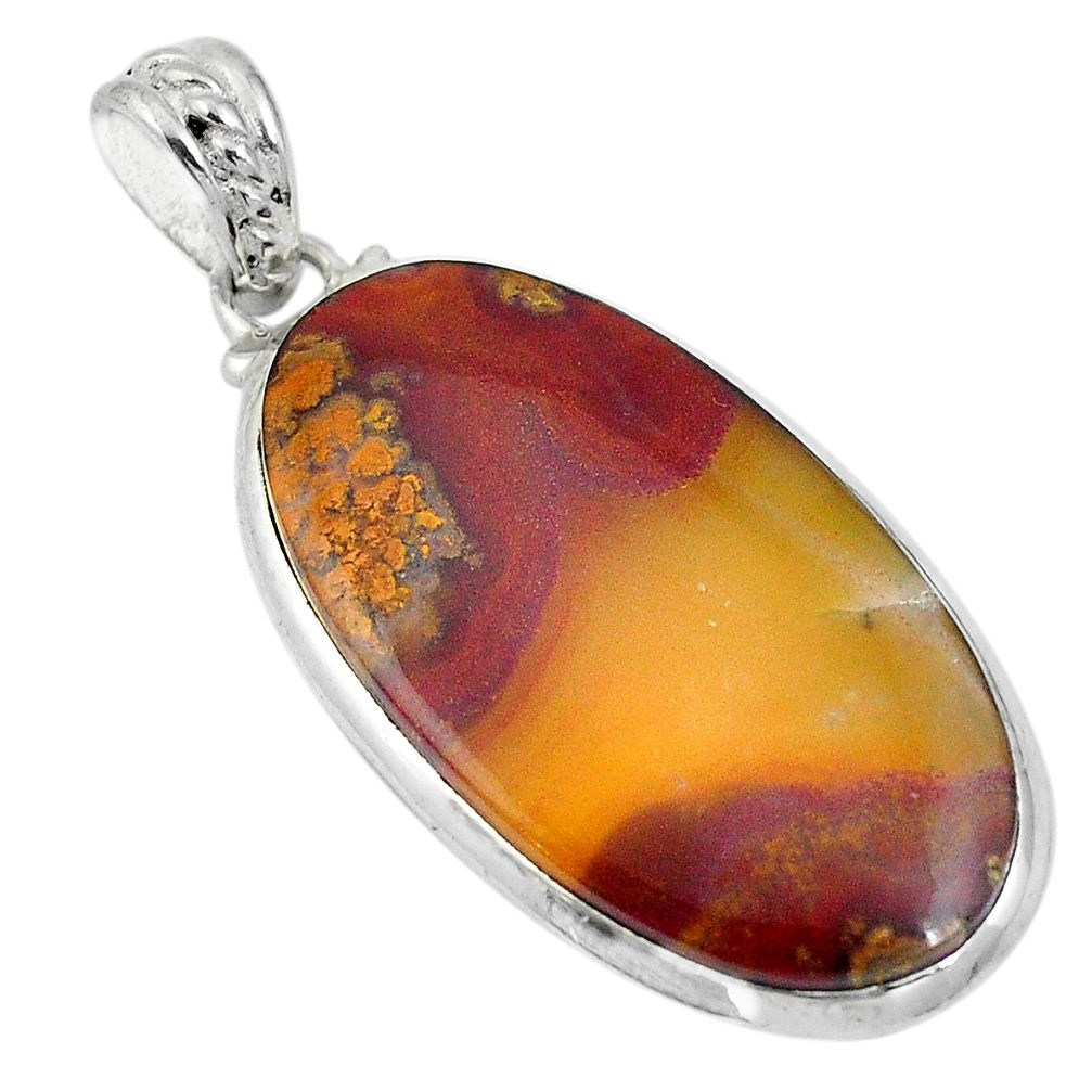 Natural brown moroccan seam agate 925 sterling silver pendant d26730