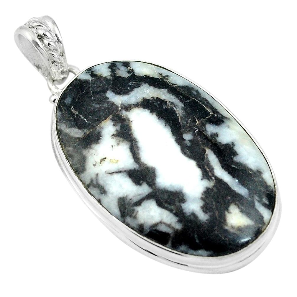 Natural white zebra jasper 925 sterling silver pendant jewelry d26733