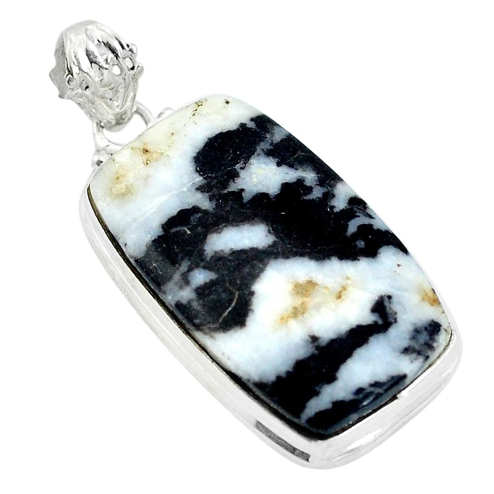 Natural white zebra jasper 925 sterling silver pendant jewelry d26735