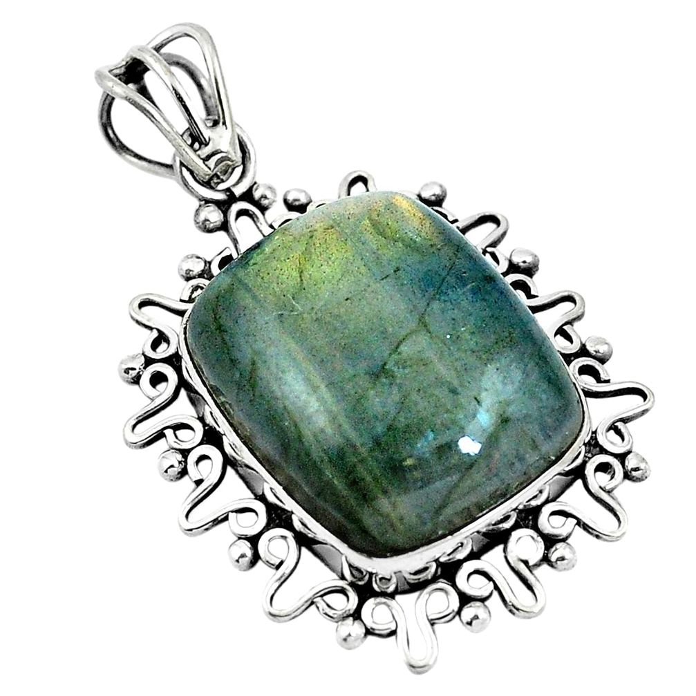 Natural blue labradorite 925 sterling silver pendant jewelry d26736