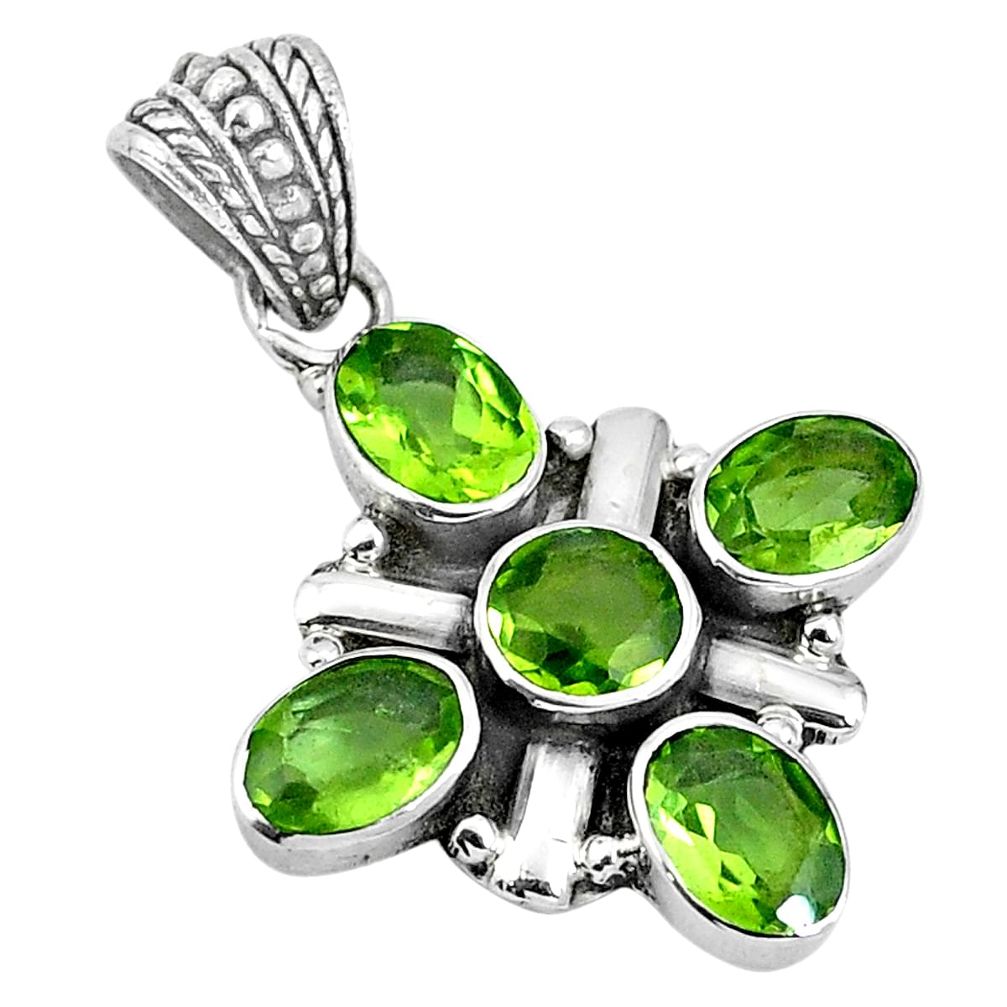 Natural green peridot 925 sterling silver pendant jewelry d26737