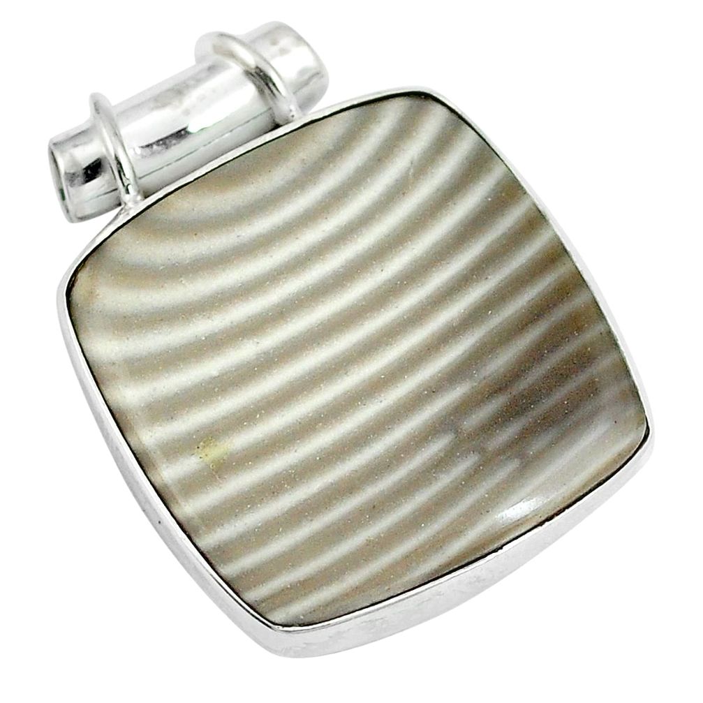 925 sterling silver natural grey striped flint ohio pendant jewelry d26744