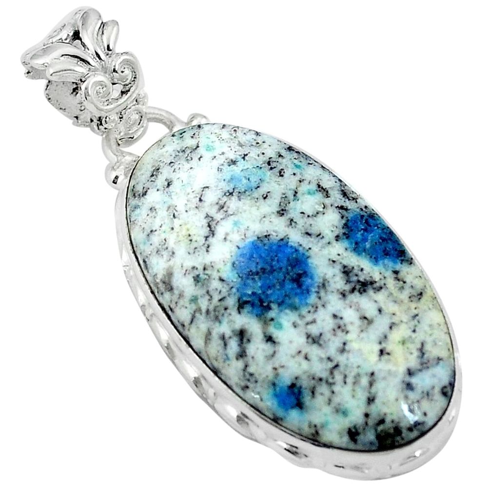 Natural k2 blue (azurite in quartz) 925 sterling silver pendant jewelry d26758