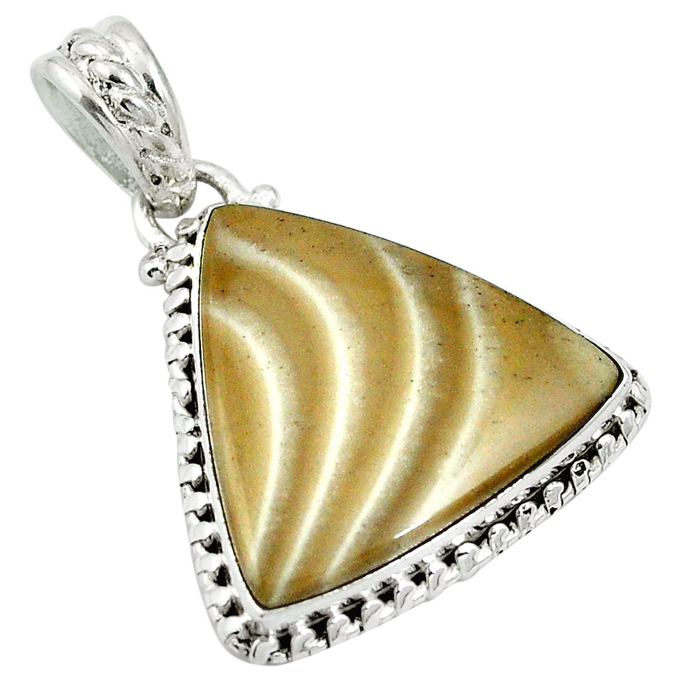 Natural grey striped flint ohio 925 sterling silver pendant d26761