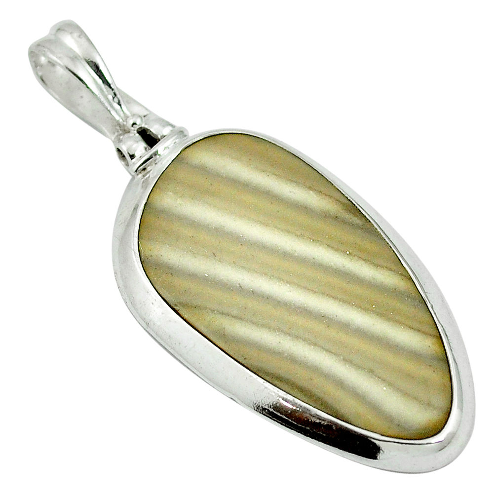 Natural grey striped flint ohio 925 sterling silver pendant d26766