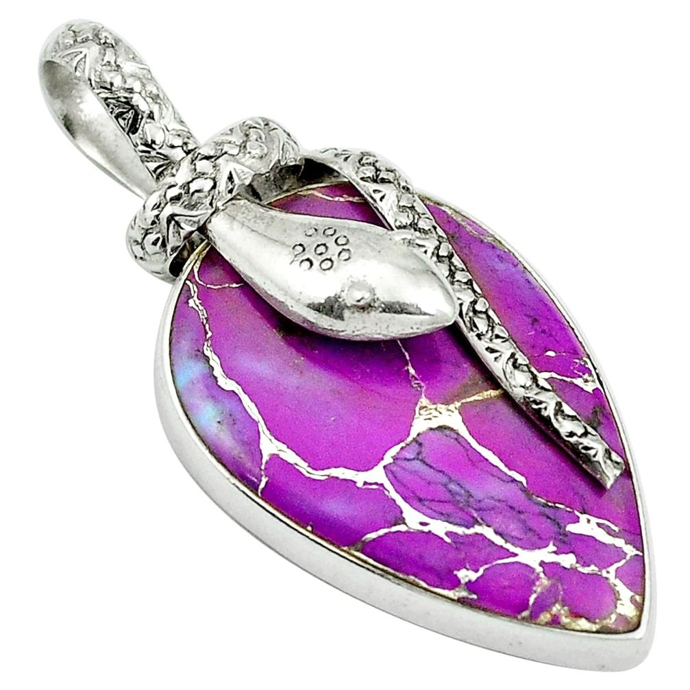 Purple copper turquoise 925 sterling silver snake pendant d26767