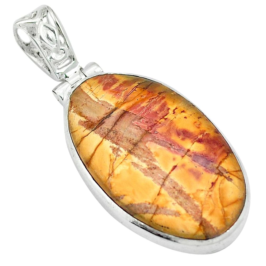 Natural brown cherry creek jasper 925 sterling silver pendant d26796