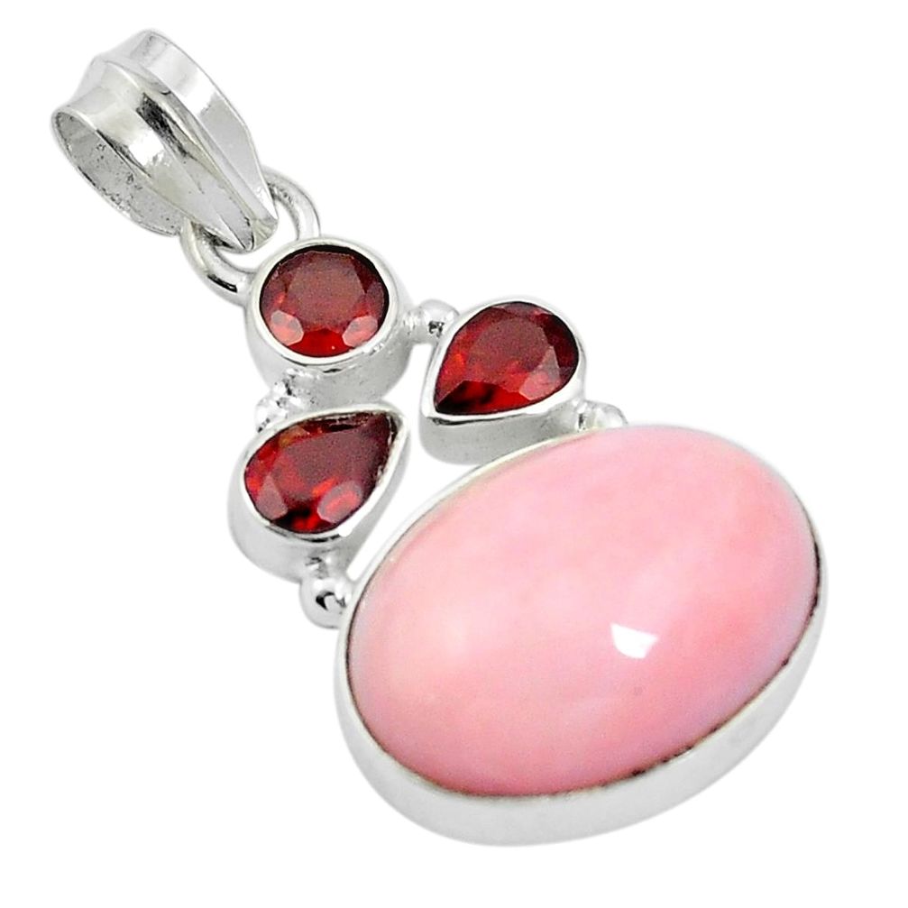 Natural pink opal garnet 925 sterling silver pendant jewelry d26842