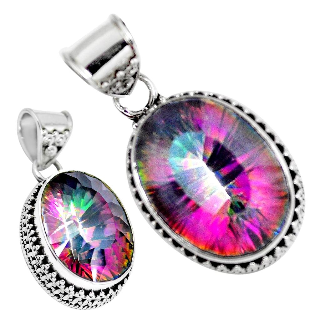 Multi color rainbow topaz 925 sterling silver pendant jewelry d26935