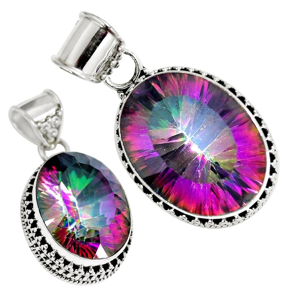 925 sterling silver multi color rainbow topaz oval pendant jewelry d26939