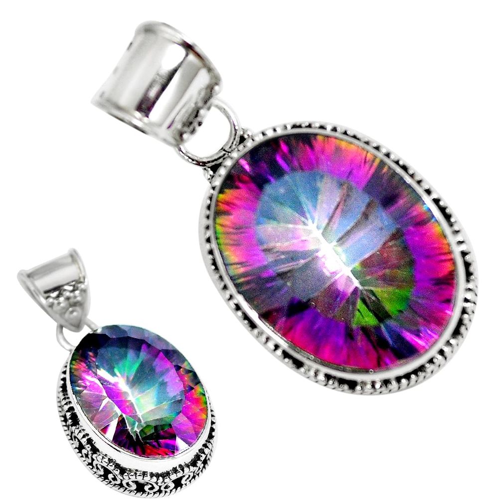 Multi color rainbow topaz 925 sterling silver pendant jewelry d26940