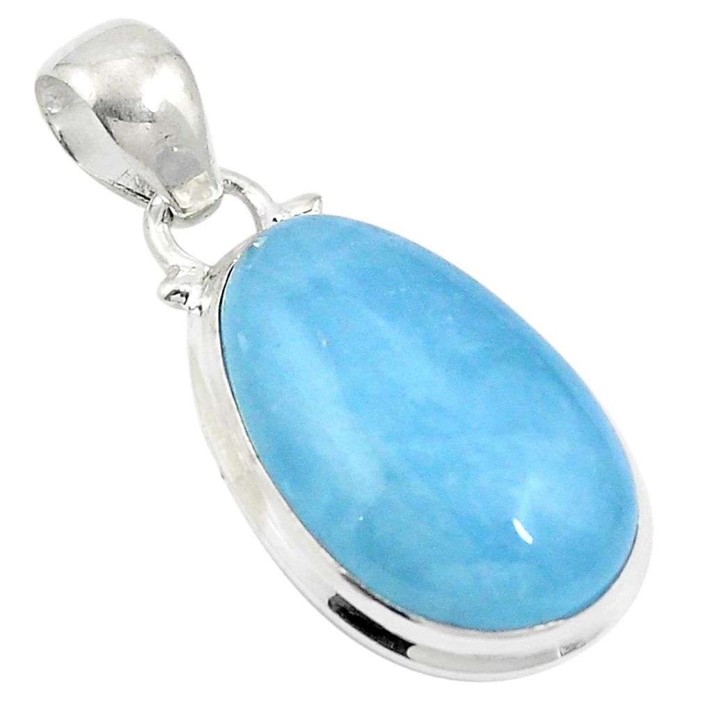 16.73cts natural blue aquamarine 925 sterling silver pendant jewelry d26943