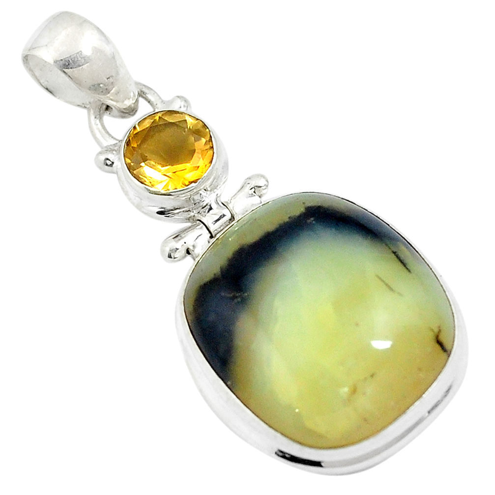 18.70cts natural yellow opal citrine 925 sterling silver pendant jewelry d26951