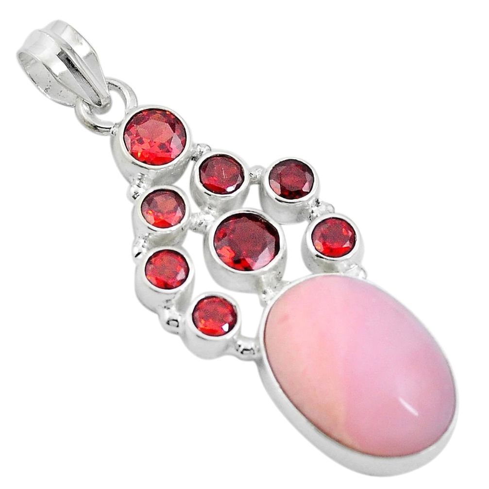18.99cts natural pink opal garnet 925 sterling silver pendant jewelry d26955