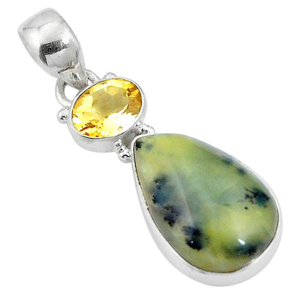 12.18cts natural yellow opal citrine 925 sterling silver pendant jewelry d26973