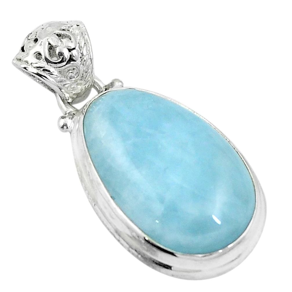 16.20cts natural blue aquamarine 925 sterling silver pendant jewelry d26975