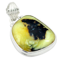 14.23cts natural yellow opal 925 sterling silver pendant jewelry d27010