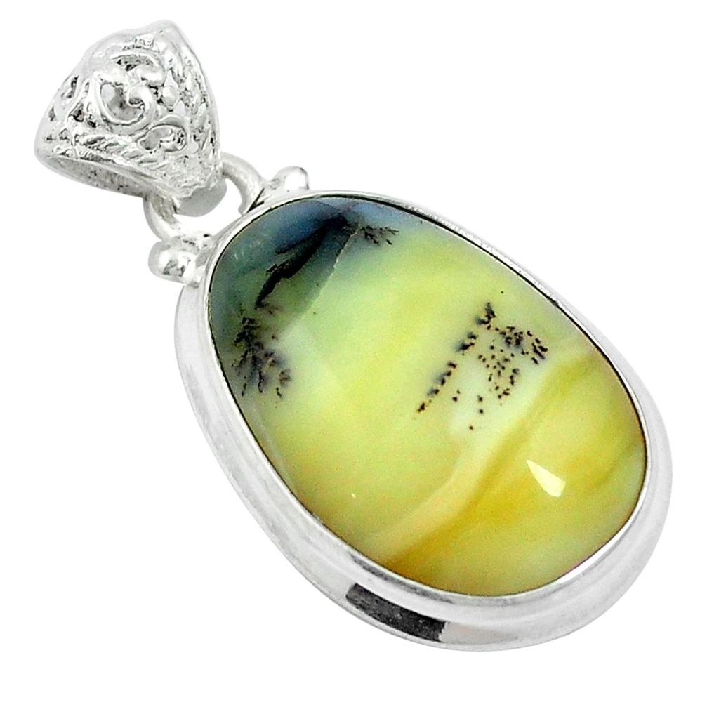 14.60cts natural yellow opal 925 sterling silver pendant jewelry d27014