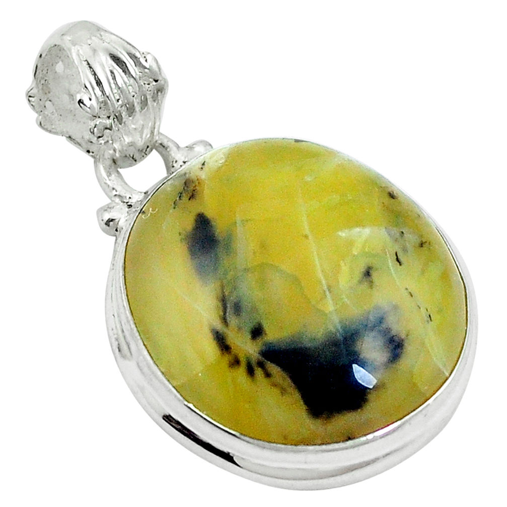 15.05cts natural yellow opal 925 sterling silver pendant jewelry d27015