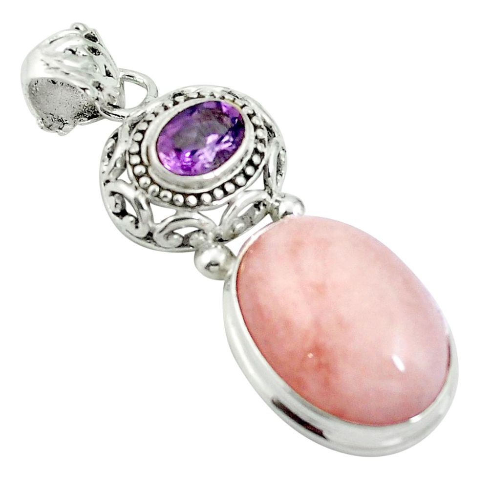 15.47cts natural pink morganite amethyst 925 sterling silver pendant d27017