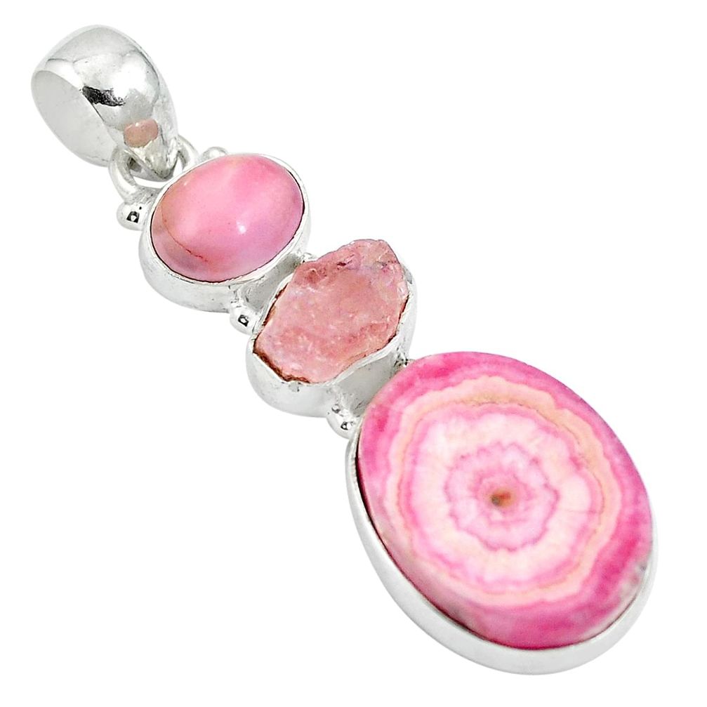 925 silver natural pink rhodochrosite stalactite pendant jewelry d27028