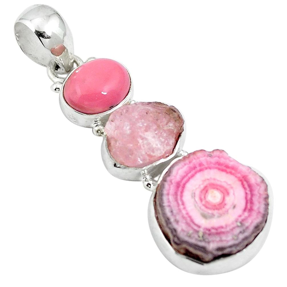 925 silver natural pink rhodochrosite stalactite pendant jewelry d27031