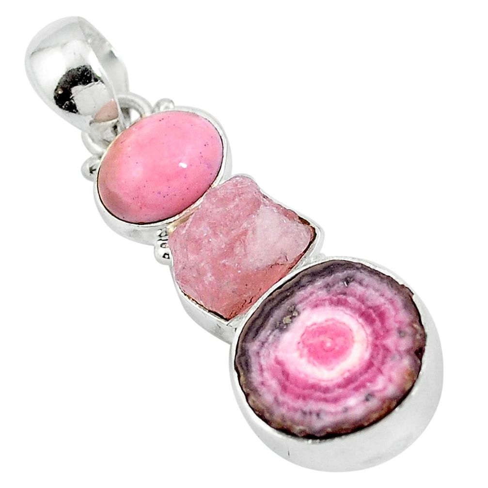 925 sterling silver natural pink rhodochrosite stalactite pendant d27033