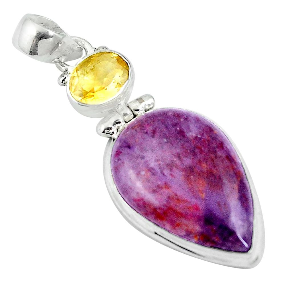 Natural purple cacoxenite super seven (melody stone) 925 silver pendant d27047