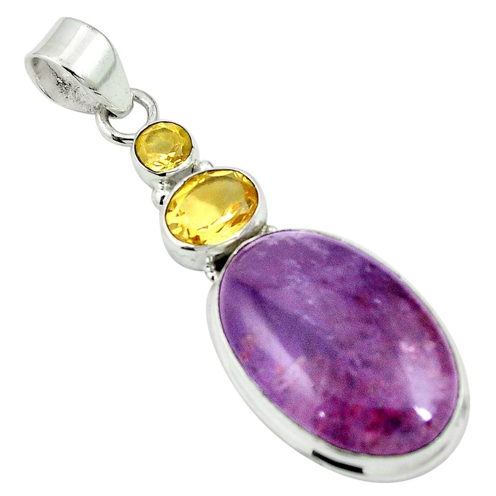 Natural purple cacoxenite super seven (melody stone) 925 silver pendant d27048