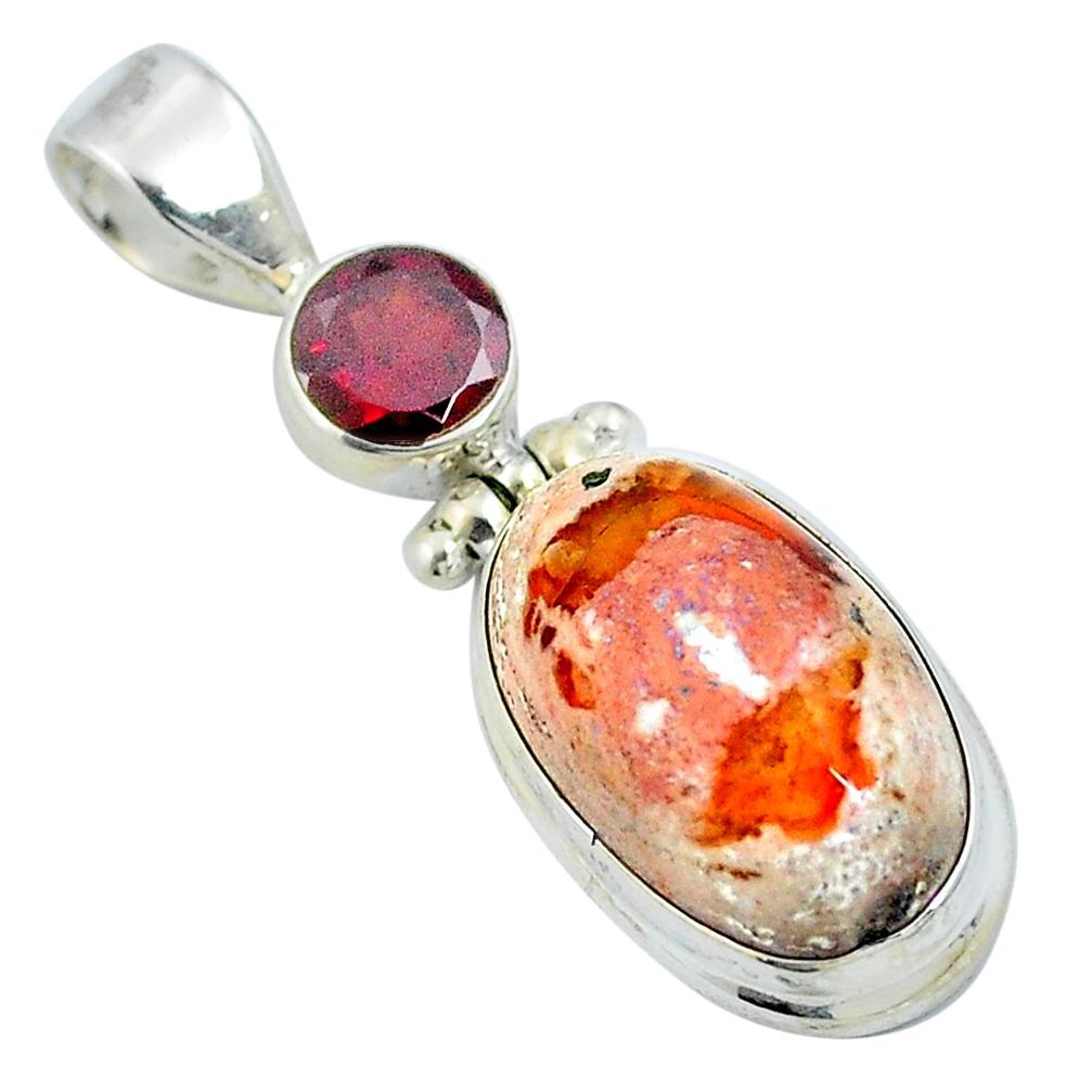 Natural multi color mexican fire opal garnet 925 silver pendant d27088