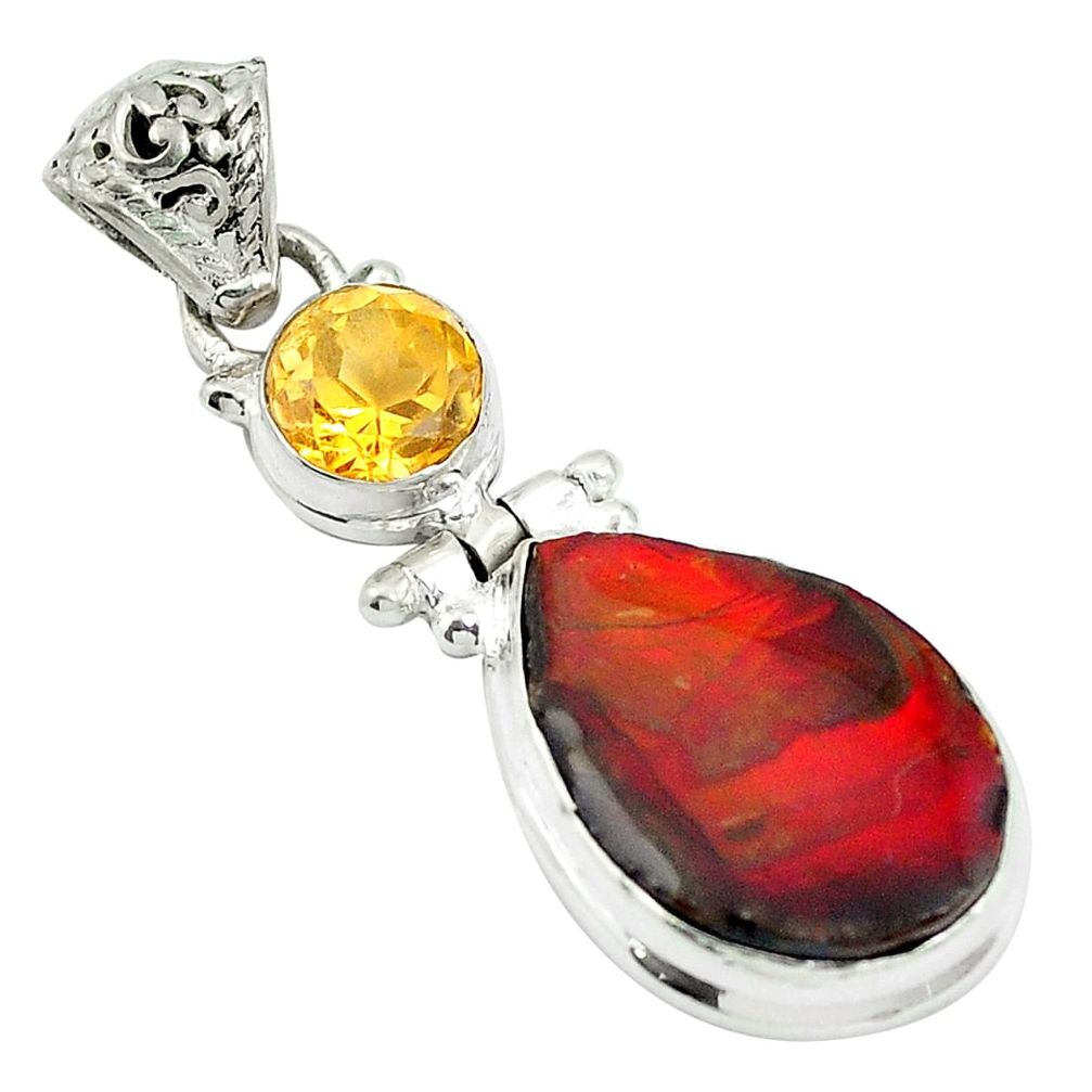 Natural multi color ammolite (canadian) 925 silver pendant jewelry d27116