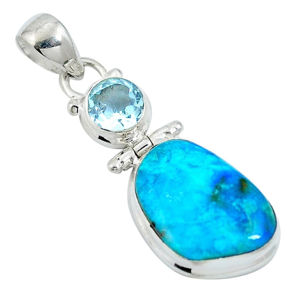 925 sterling silver natural blue opaline fancy topaz pendant jewelry d27134