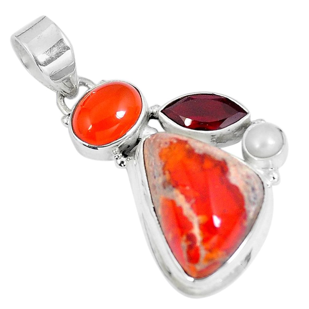 925 silver natural multi color mexican fire opal onyx pendant jewelry d28003