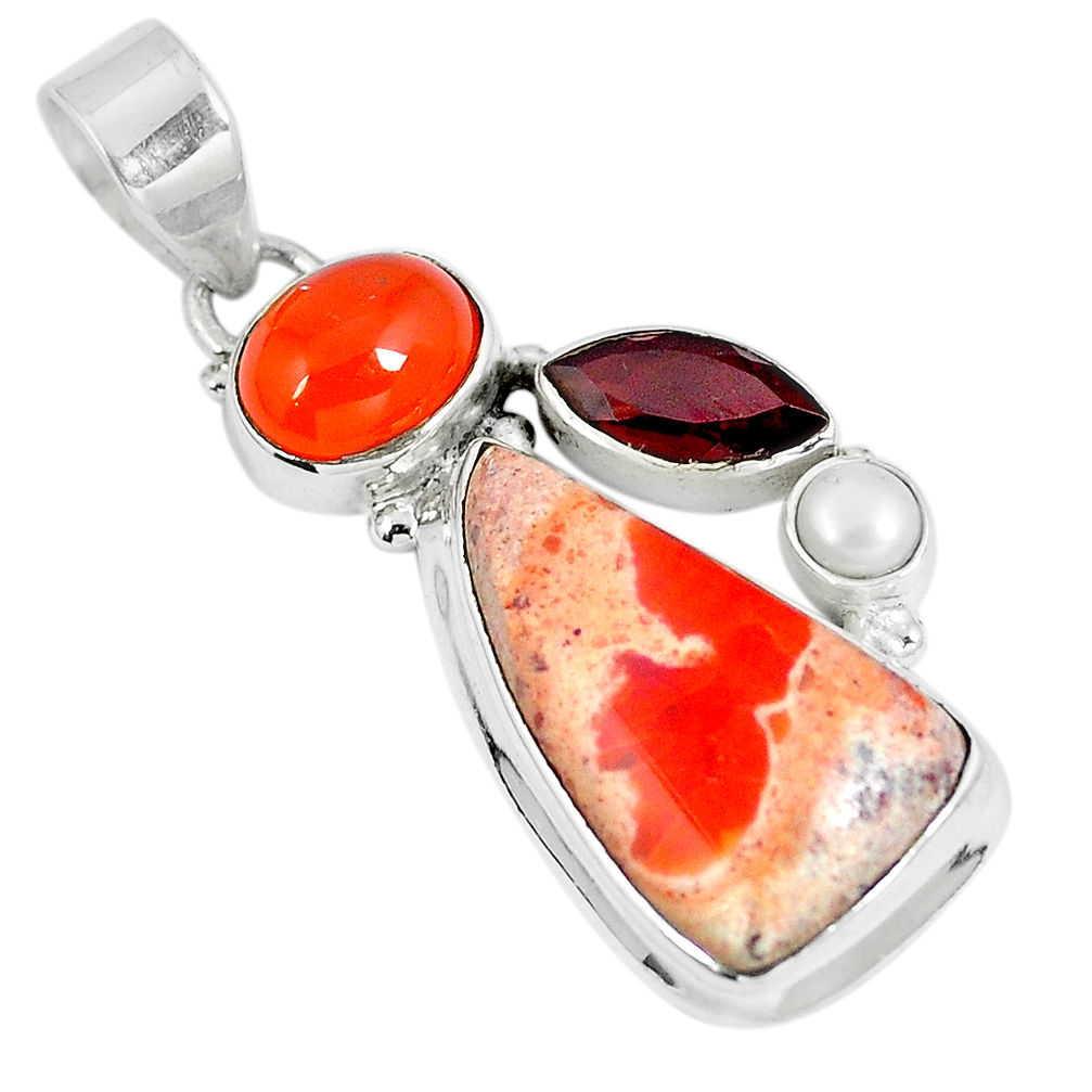 Natural multi color mexican fire opal onyx 925 silver pendant d28010