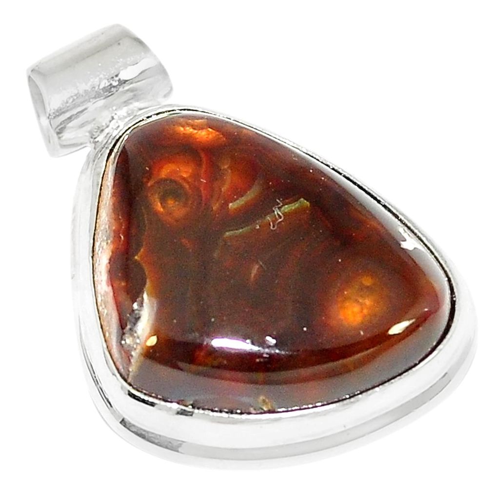 Natural multi color mexican fire agate 925 sterling silver pendant d28016