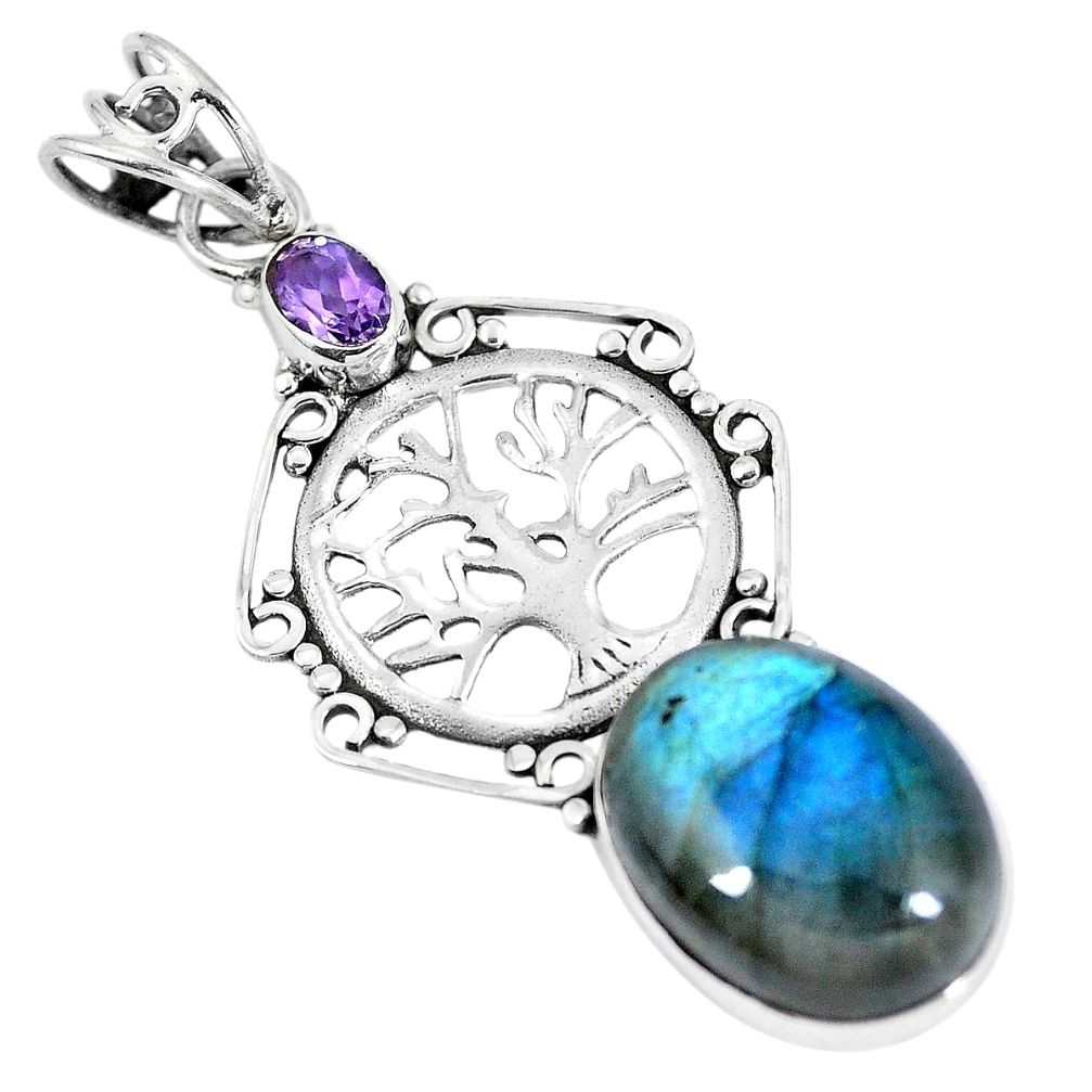 925 silver natural blue labradorite tree of life pendant jewelry d28028