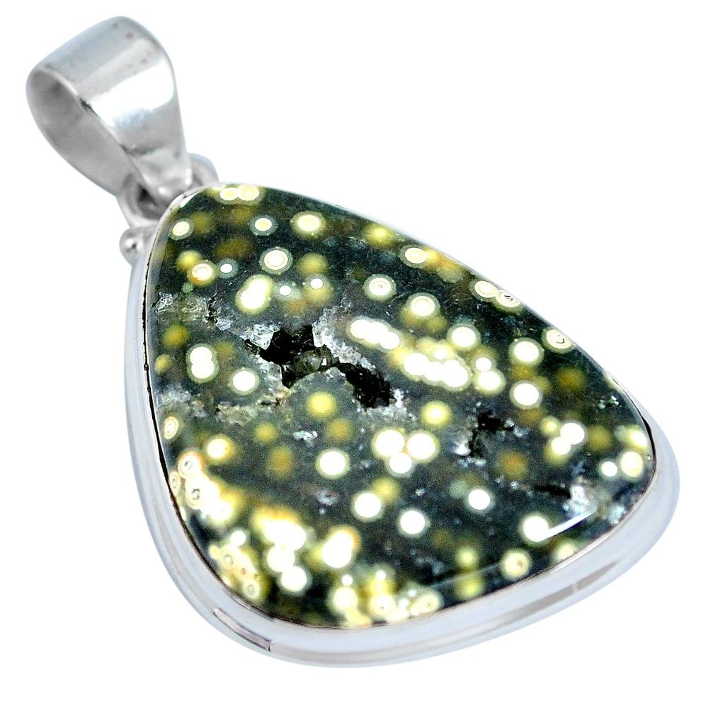 Natural green ocean sea jasper (madagascar) 925 silver pendant d28050
