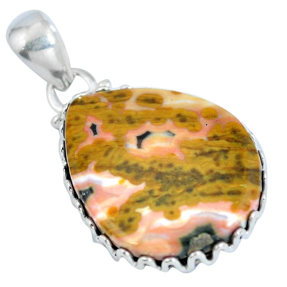 925 silver natural green ocean sea jasper (madagascar) pendant jewelry d28056