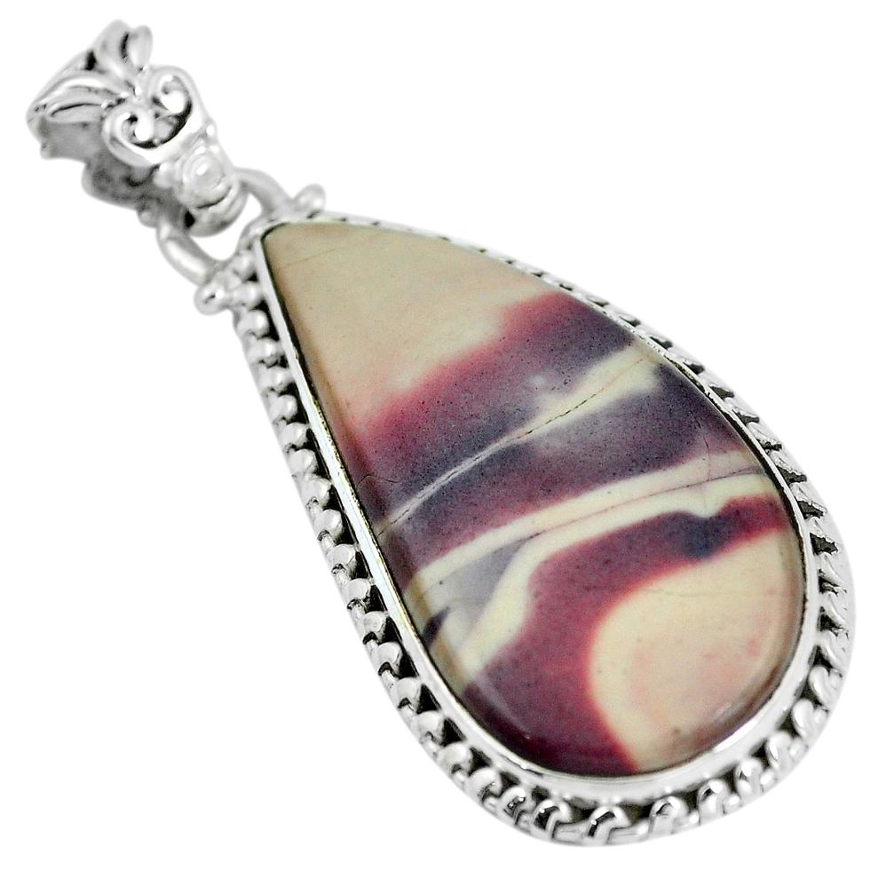 Natural grey porcelain jasper (sci fi) 925 silver pendant jewelry d28066