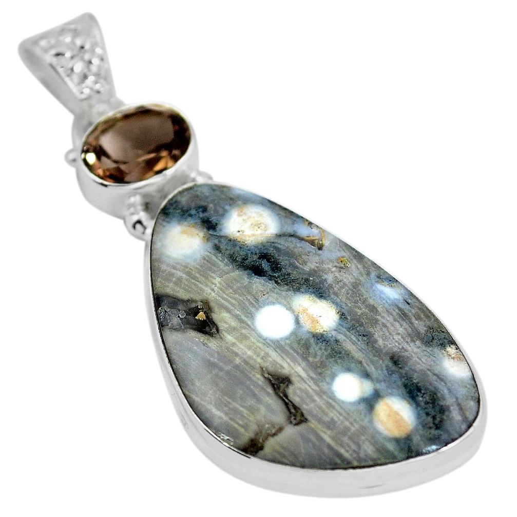 Natural multi color ocean sea jasper (madagascar) 925 silver pendant d28070