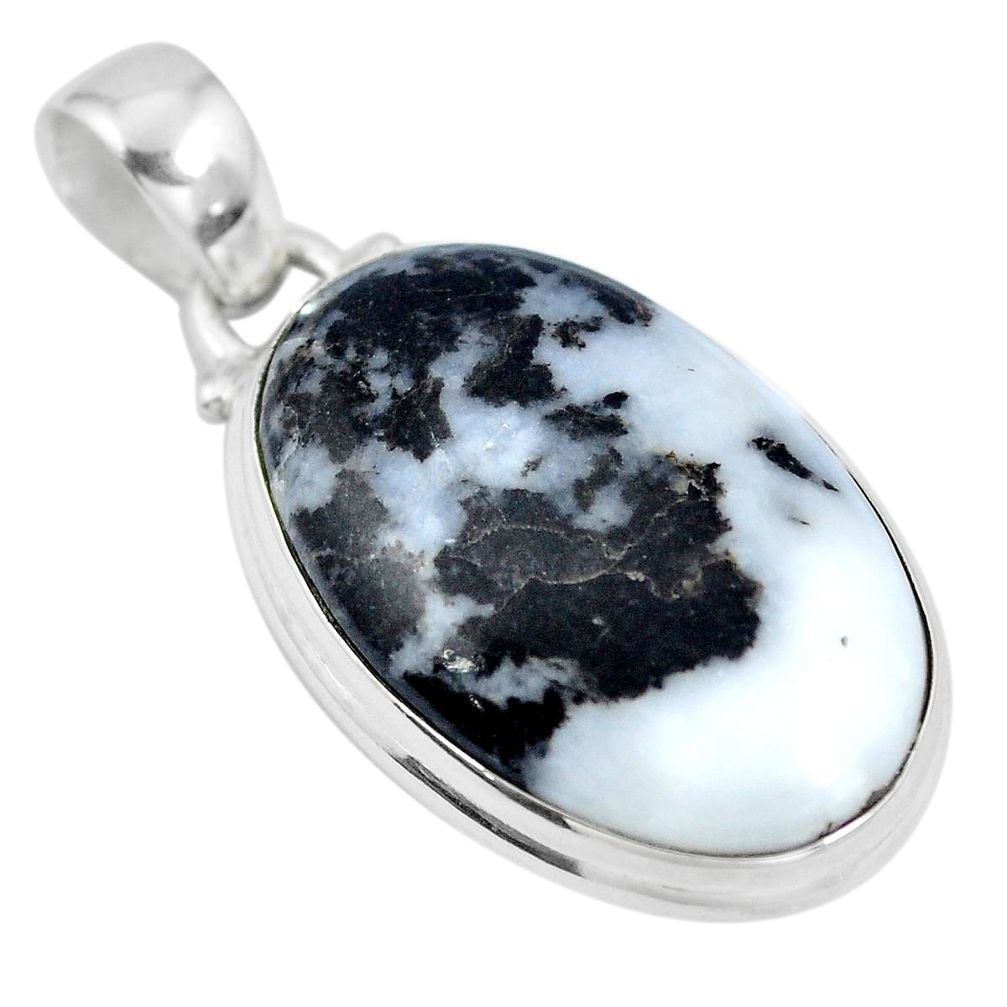 Natural white zebra jasper 925 sterling silver pendant jewelry d28122