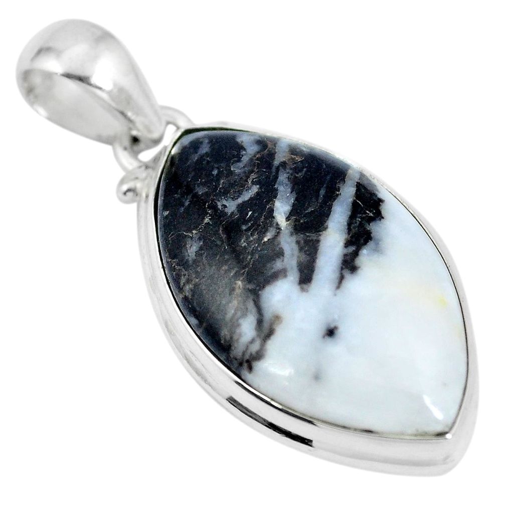 Natural white zebra jasper 925 sterling silver pendant jewelry d28125