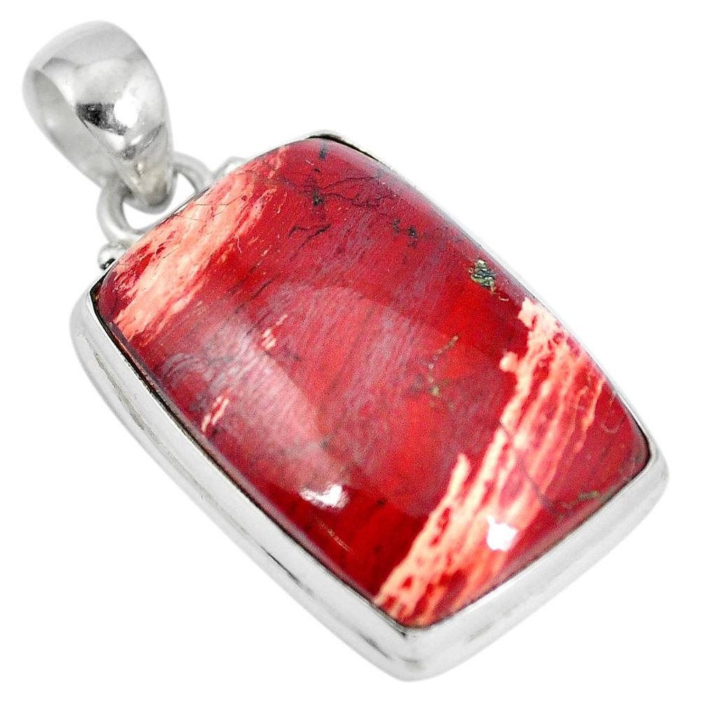925 sterling silver natural red snakeskin jasper octagan pendant jewelry d28130