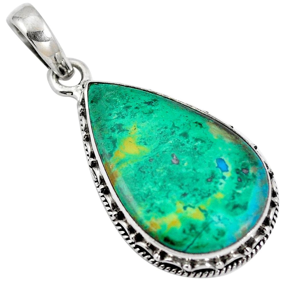 925 sterling silver natural green chrysocolla pear pendant jewelry d28238