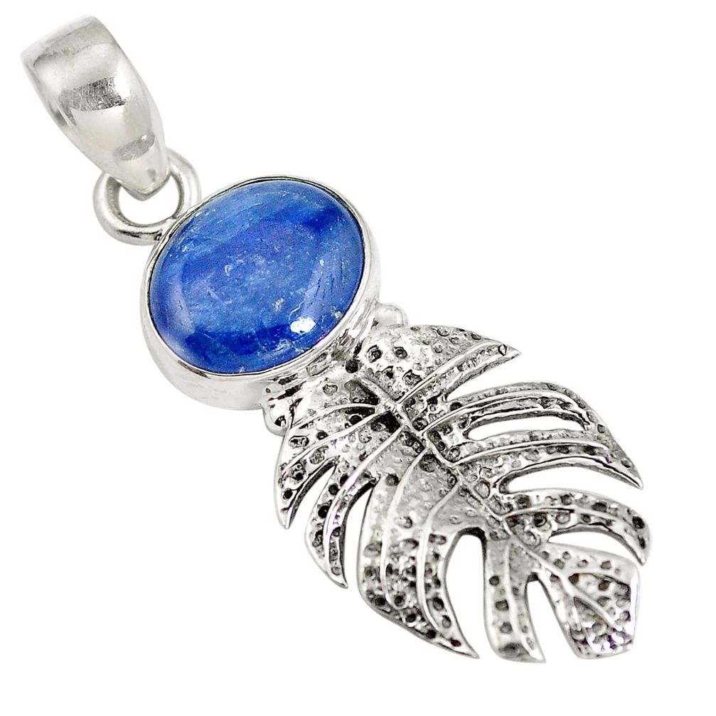 Natural blue kyanite 925 sterling silver deltoid leaf pendant jewelry d28247