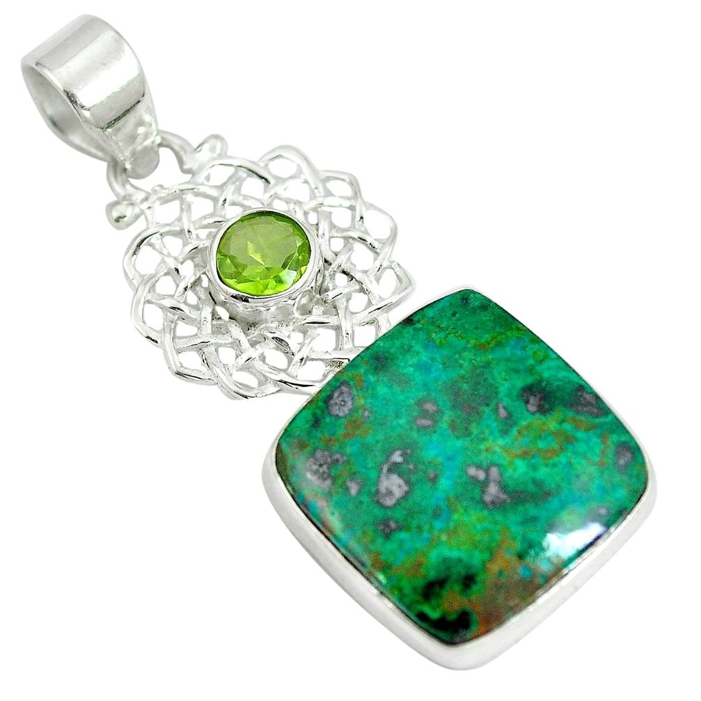 925 silver sonora sunrise (cuprite chrysocolla) peridot pendant jewelry d28273